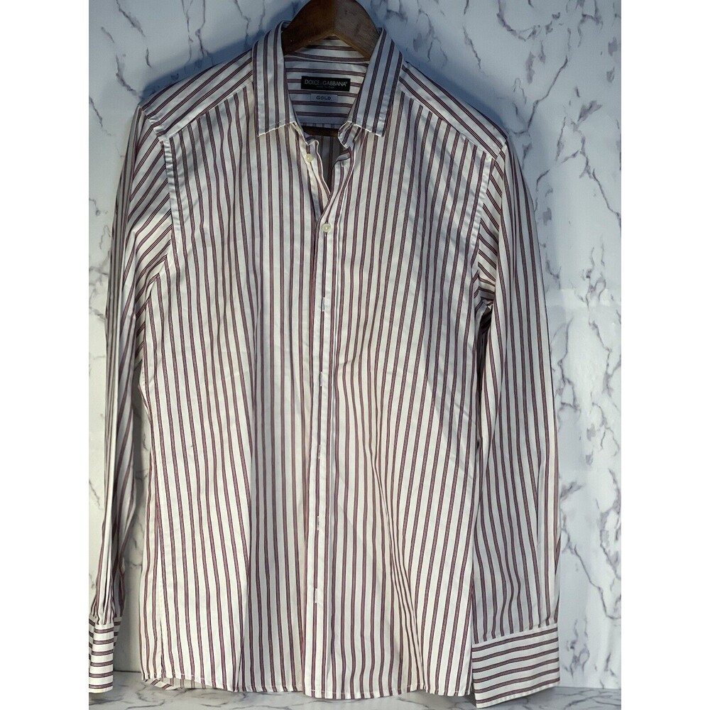 Dolce & Gabbana Gold Men’s Striped Button Down Size 15 3/4 Made In Italy